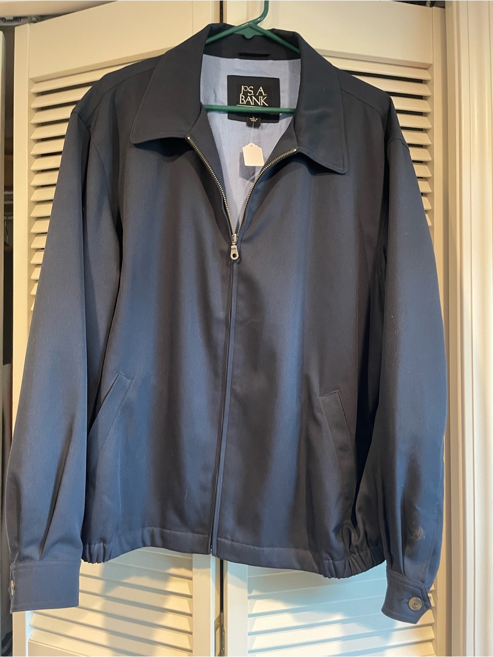 Jos. A. Bank Men's Dark Navy Zip-Front Windbreaker - Grandpa Core